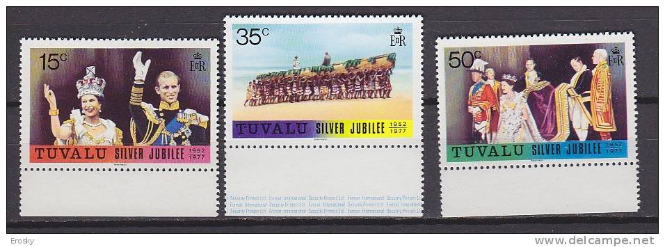 P4096 - TUVALU Yv N°43/45 ** SILVER JUBILEE - Tuvalu (fr. Elliceinseln)