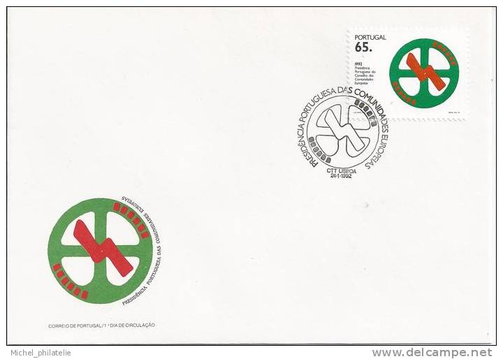 Premier Jour, Portugal, Présidence Portugaise Des Communautés Européennes - Poststempel (Marcophilie)