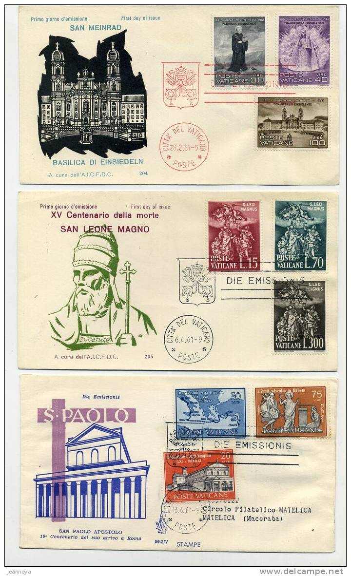 VATICAN - 9 F.D.C. ANNÉE 1961 - B/TB - Used Stamps