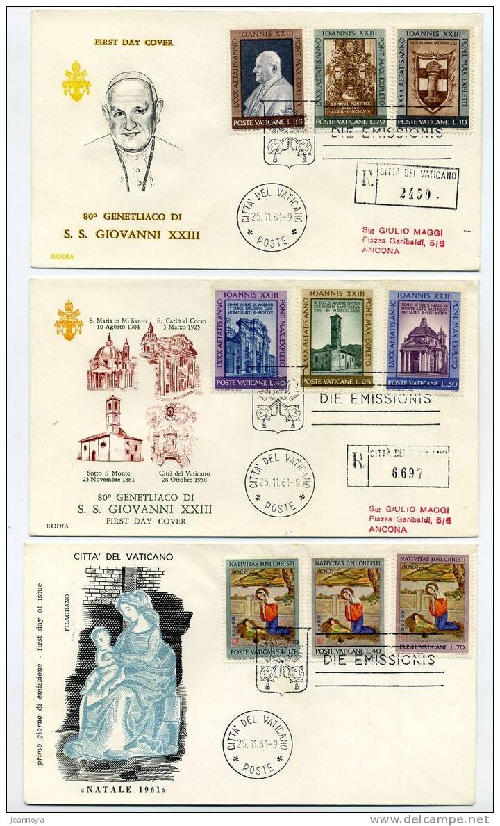VATICAN - 9 F.D.C. ANNÉE 1961 - B/TB - Used Stamps