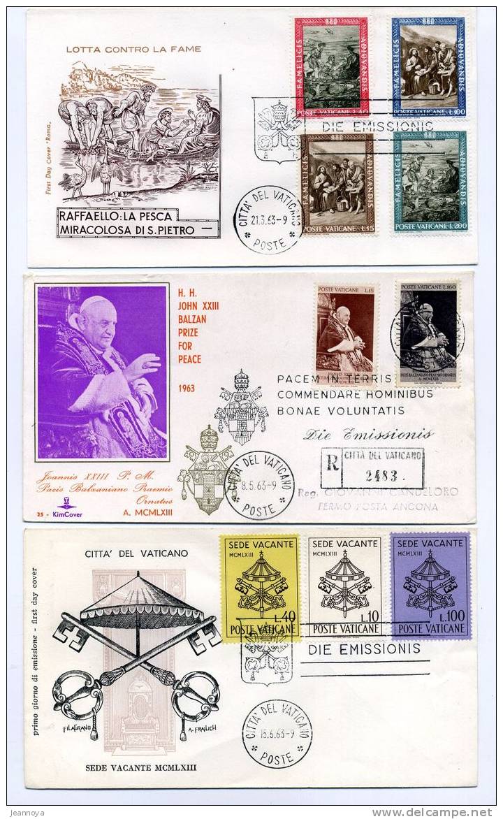 VATICAN - 7 F.D.C. ANNÉE 1963 - B/TB - Oblitérés