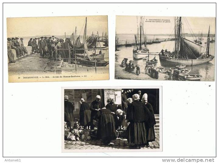 DOUARNENEZ --Lot De 3 Cpa--Types De Bretonnes -Arrivée Des Bateaux Sardiniers -Arrivée Des Bateaux De Peche - Douarnenez