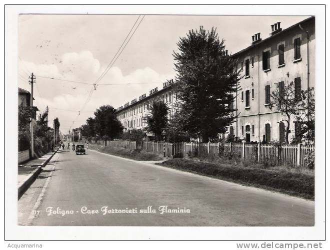 FOLIGNO - Case Ferrovieri Sulla Flaminia, Auto - Cartolina FG BN V 1957 - Foligno