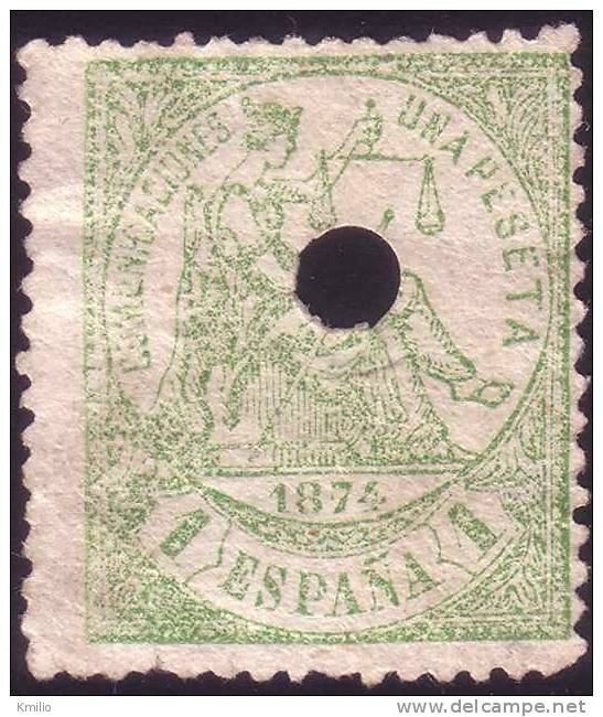 Edifil 150t Alegoría 1 Pts  De 1874 Taladrado Catalogo 6 Eur - Oblitérés