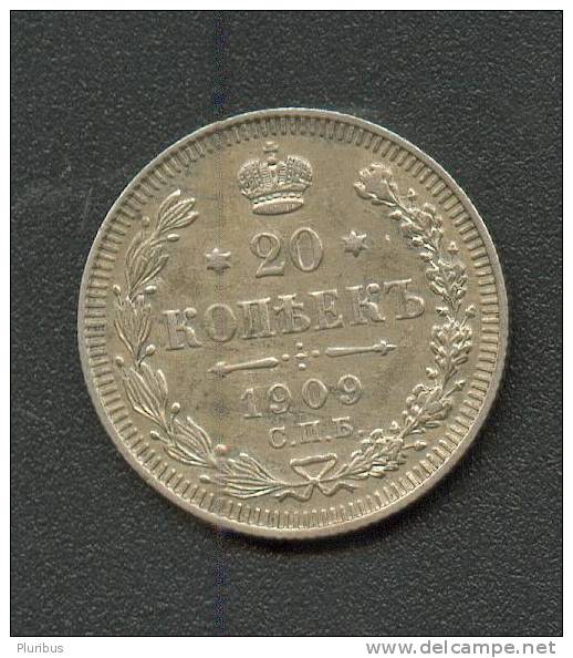 IMPERIAL RUSSIA ,  SILVER COIN 20 KOPECK 1909 Look Condition! - Russia