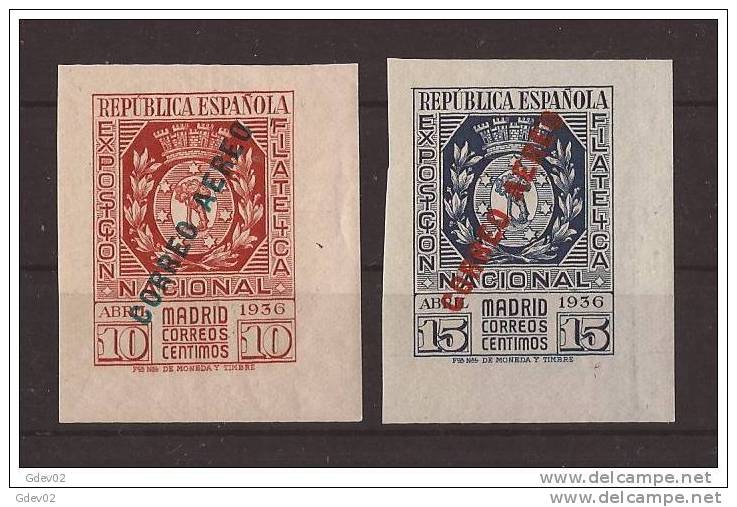 ES729-L3981TESS.Spain Espagne..EXPOSICION FILATELICA NACIONAL 1936 (Ed 729/30**)sin Charnela LUJO BORDE DE HOJA - Sellos