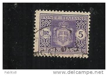 ITALY KINGDOM ITALIA REGNO 1945 LUOGOTENENZA TASSE TAXES SEGNATASSE RUOTA L. 5 TIMBRATO USED - Taxe