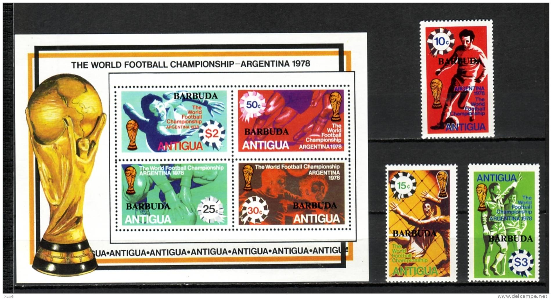 Barbuda 1978 Soccer 3v+1bl MNH** O251 - 1978 – Argentine