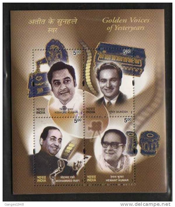 India 2003  CINEMA ACTOR SINGERS GOLDEN VOICES Bloc / Miniature Sheet #08658sd Indien Inde - Blokken & Velletjes