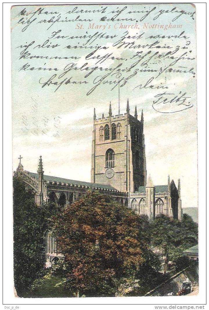 UK - Nottingham - St. Mary`s Church - Old Card - Nottingham