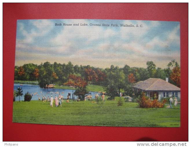 Walhalla SC ---Bath House & Lake Oconee State Park  1941 Cancel     Linen-----  ====    -- Ref 225 - Otros & Sin Clasificación