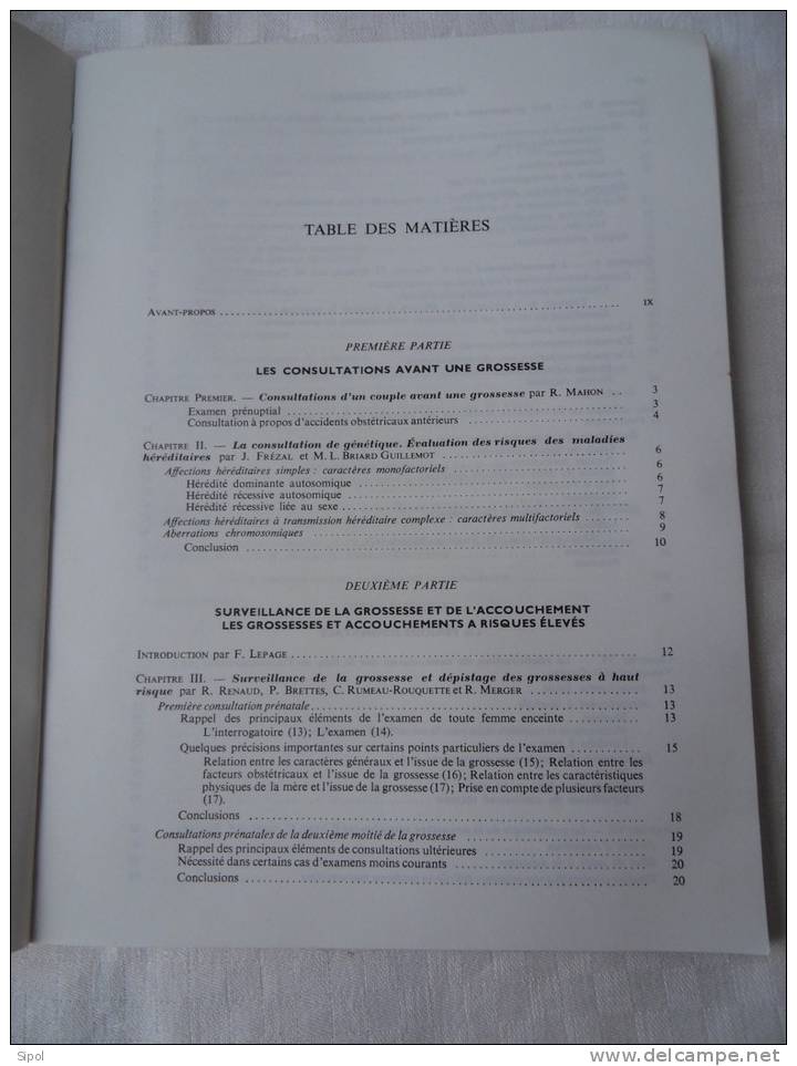 Périnatalité Par Un Groupe De Spécialistes Obstétriciens Et Pédiatres  - Masson 1974  108 Pages Propres Et Complètes - Über 18