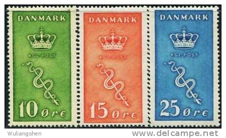 NE1059 Denmark 1929 Cancer Snakes And Crown 3v MNH - Nuovi