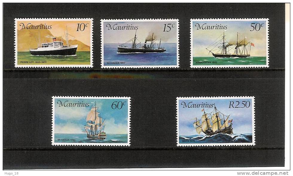 Timbre Mauritius  1976 " Bateaux Postaux "   Yt N° 415/419 - Maurice (1968-...)