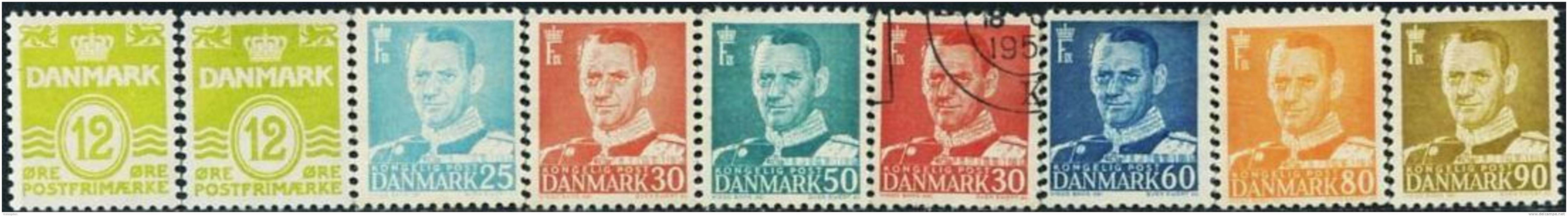 NE1126 Denmark 1952-62 Frederick The King Definitive Stamp 8v Mint Stamp+ 1v Used MNH - Nuovi