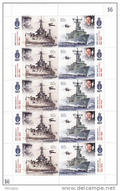 Australia- 2011 Centenary Aust Navy Sheetlet MNH - Sheets, Plate Blocks &  Multiples