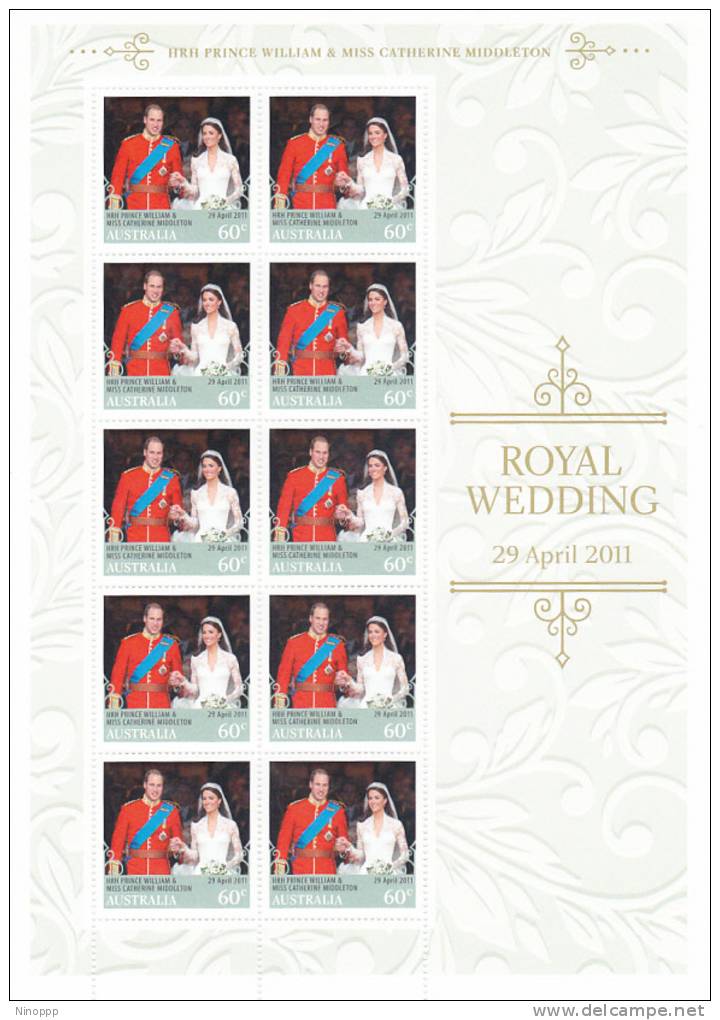 Australia- 2011 Royal Wedding Sheetlet MNH - Sheets, Plate Blocks &  Multiples