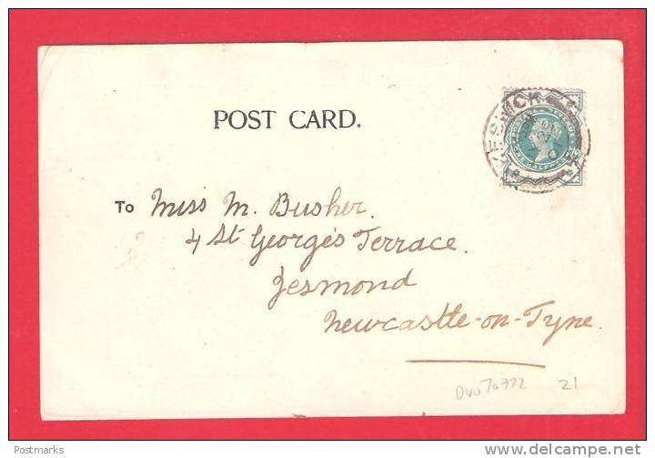 1901 KESWICK DOUBLE RING POSTMARK CANCELLATION  FULL STRIKE ON 1/2D VICTORIAN STAMP  BUTTERMERE & HASNES VIEW POSTCARD - Briefe U. Dokumente