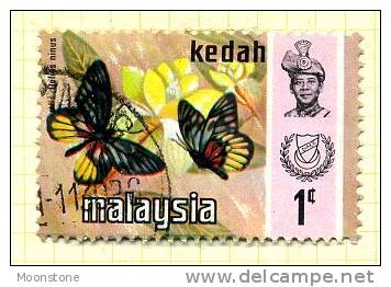 Malaya Kedah 1971 Butterflies 1c Definitive, Fine Used - Kedah