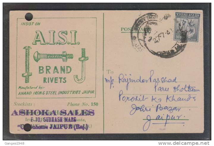 1967  RIVETS And SCREWS Advertisement Private Postcard #  # 25175  India Inde Indien - Brieven En Documenten