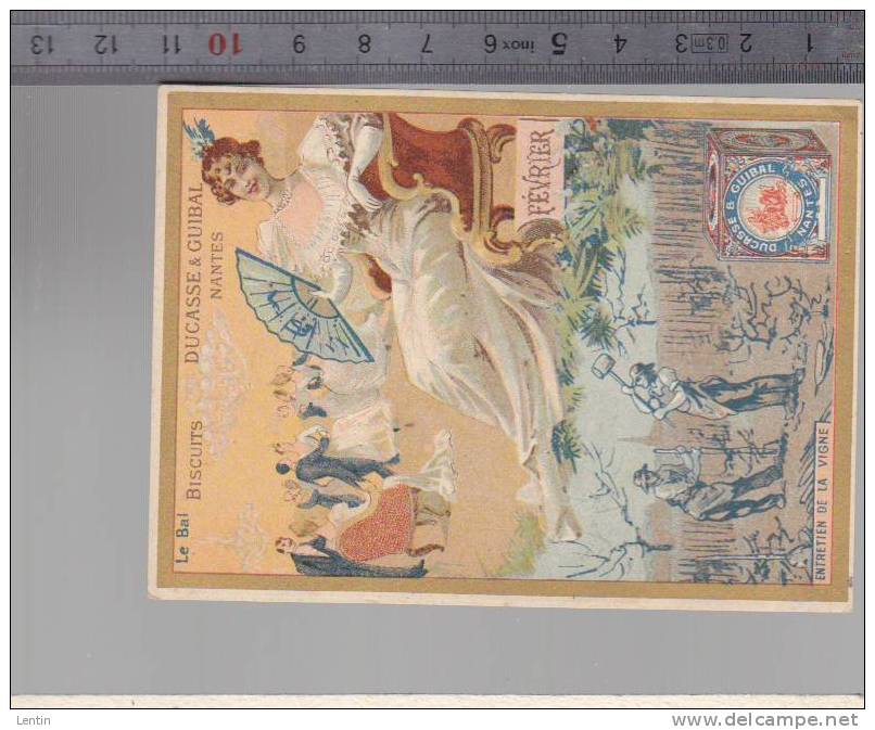 Chromo Biscuiterie Ducasse & Guibal  Nantes - Calendrier  Mois - Art Nouveau - Fevrier - Autres & Non Classés