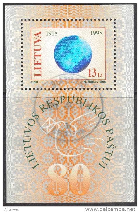 Lithuania 1998 Halogram 80th Anniv. Of Post Office Block Used See Scan ! - Hologrammen