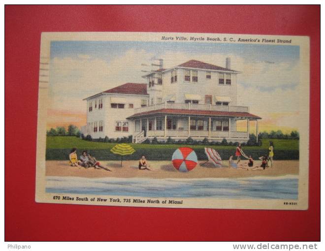 Myrtle Beach  SC-  Harts Villa  1954 Cancel   Linen     ====    -- Ref 226 - Myrtle Beach