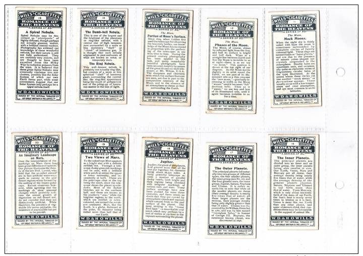 WILLS ROMANCE OF THE HEAVENS FULL SET OF 50 CARDS - Wills