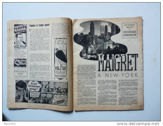 (simenon) HEBDO N° 52 - 9 Novembre 1946- MAIGRET A NEW-YORK En Feuilleton - Préoriginale- - Simenon