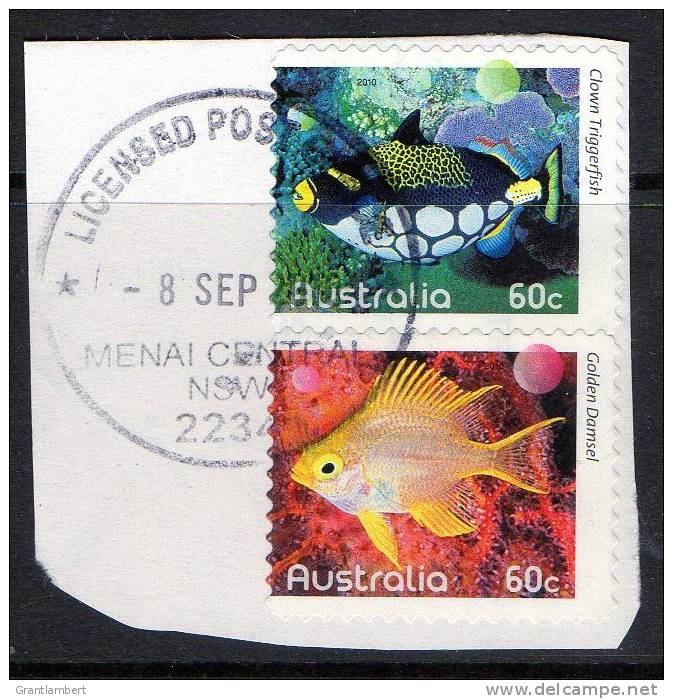 Australia 2010 Fishes Of The Reef 60c Triggerfish &amp; Damsel Perf 11 Used - Menai Central NSW Postmark - Usados
