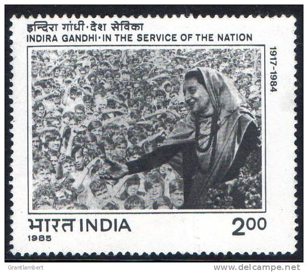 India 1985 Indira Gandhi Commemoration ( 3rd Issue) 2R Mint No Gum  SG 1167 - Used Stamps