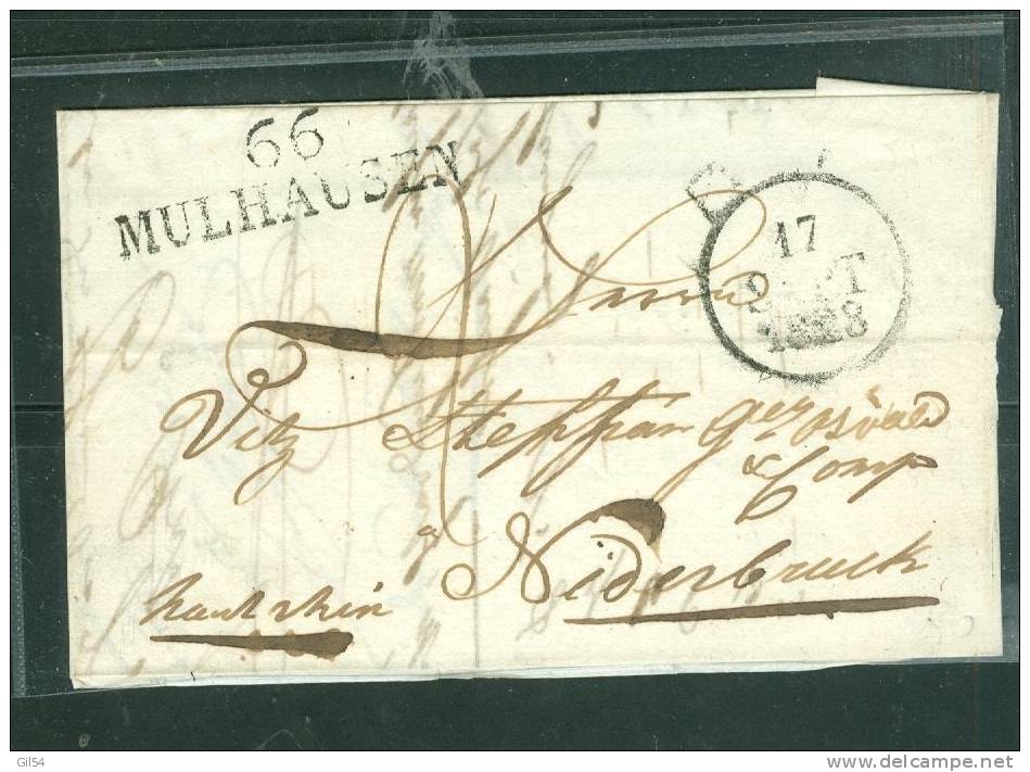 Marque Linéaire 66 Mulhausen Sur Lettre De 1828   AC6118 - 1801-1848: Precursors XIX