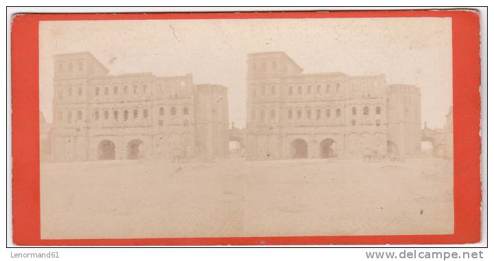 PHOTO STEREO ANCIENNE TREVES PRUSSE ALLEMAGNE PORTE ROMAINE - Stereoscopic