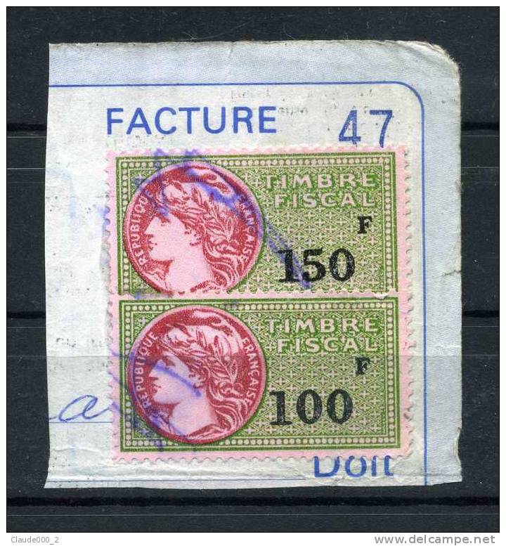 2 TIMBRES FISCAUX . 100F - 150F - Autres & Non Classés