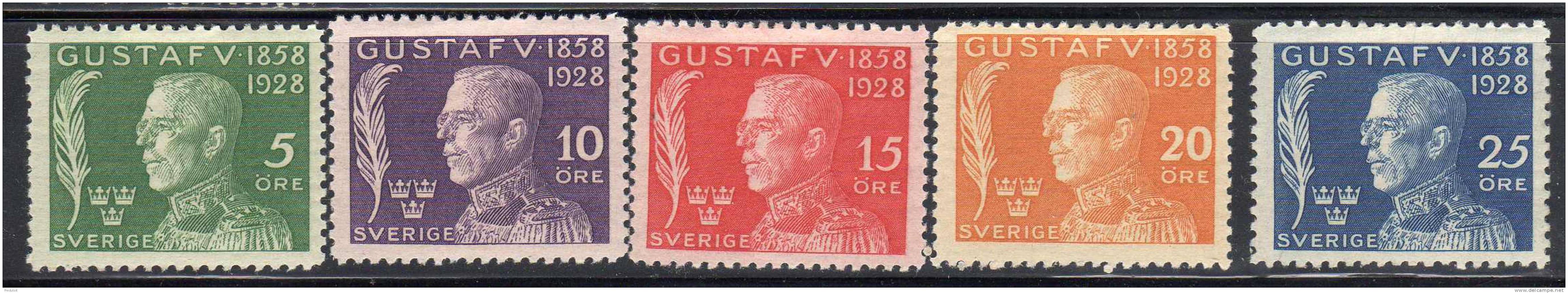 SUEDE - N° 206/210  *  (1928) - Unused Stamps