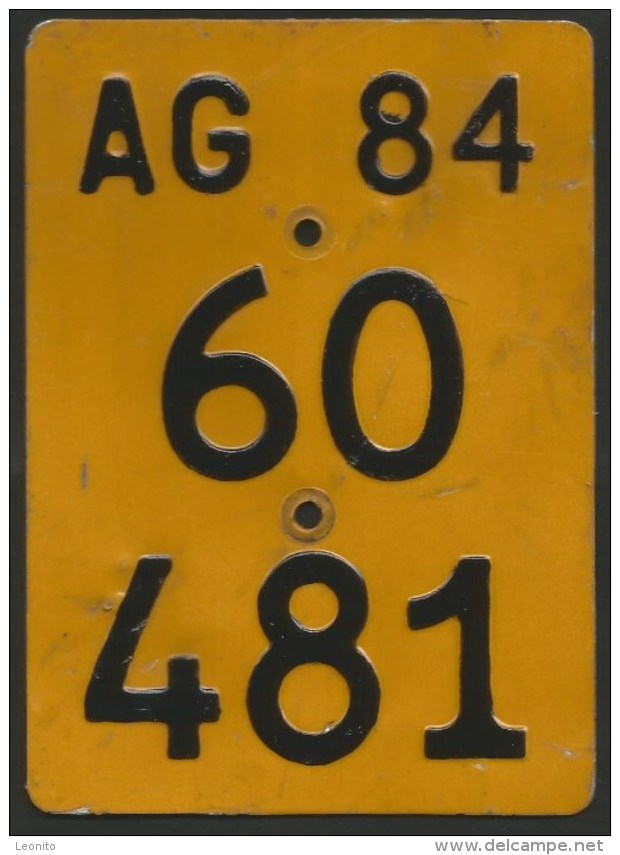 Velonummer Mofanummer Aargau AG 1984 - Nummerplaten