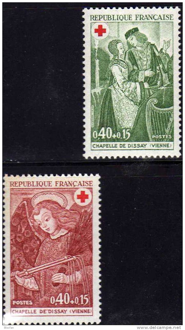 Rotes Kreuz Berühmte Fresken Frankreich 1733/4 Plus 4-Block  ** 12€ Aus MH70 In Der Kapelle Von Dissay Sheet Of France - Blocs Souvenir