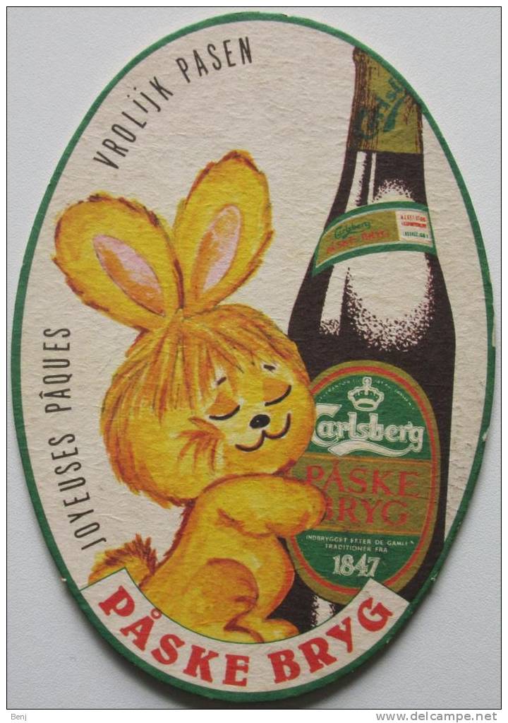 Sous-bock Bierdeckel Bierviltje Coaster CARLSBERG Paske Bryg Joyeuses Pâques Vrolijk Pasen Lapin (RA) - Sous-bocks