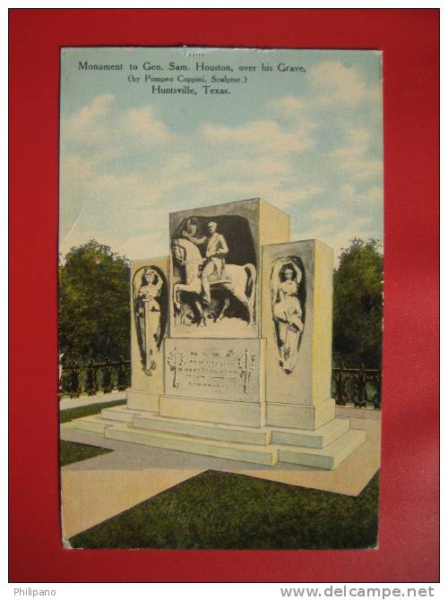 Huntsville Tx      Monument To Gen Sam Houston  1909 Cancel     ----  ====    -- Ref 228 - Sonstige & Ohne Zuordnung