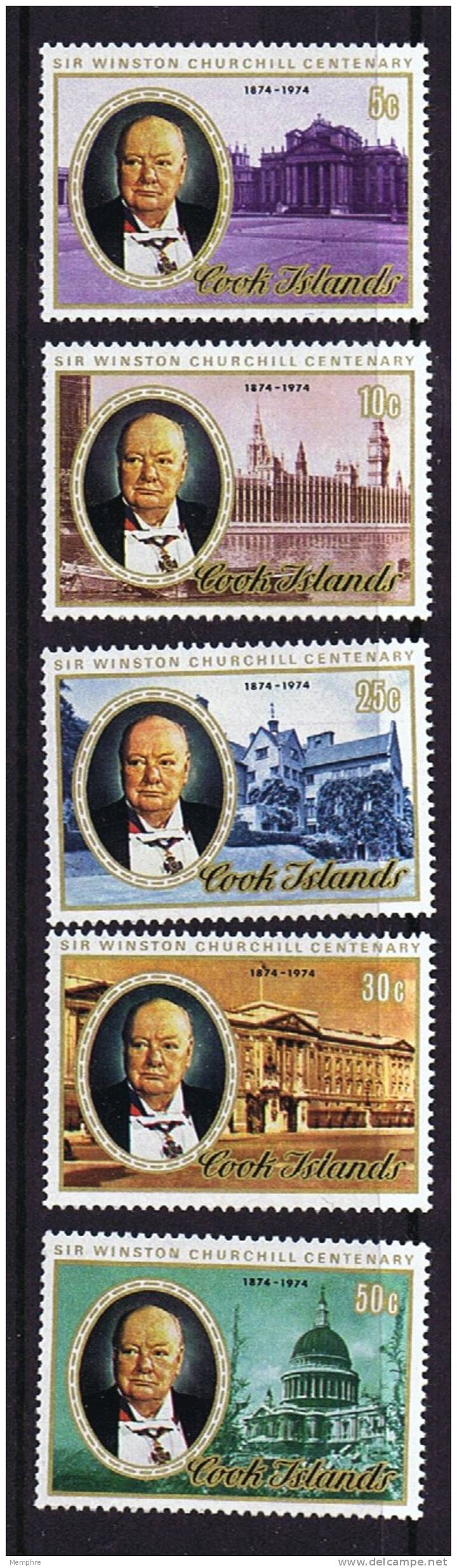 COOK ISLANDS  1974  Churchill  Sc 417-421  ** MNH - Cookeilanden