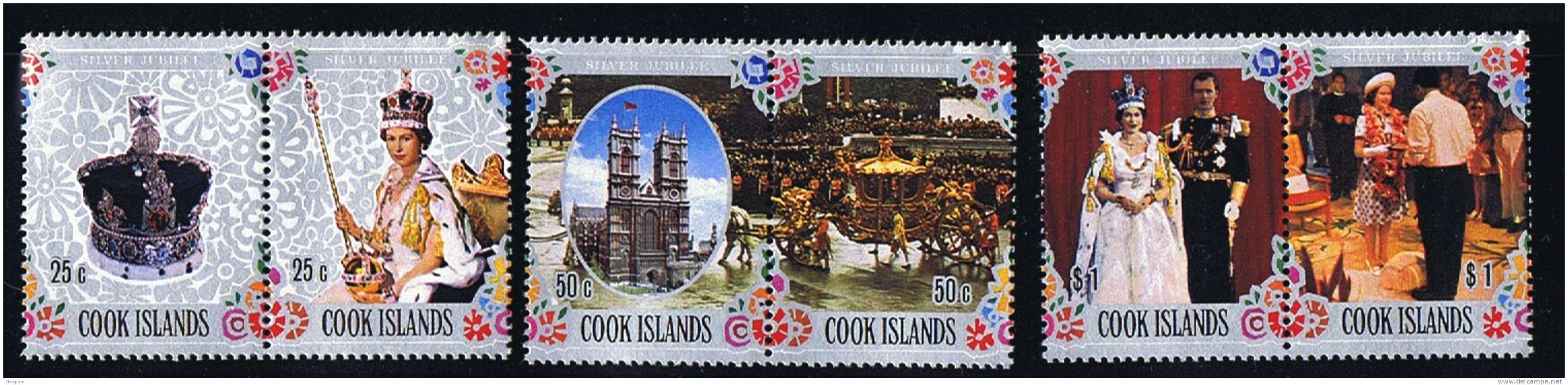 COOK ISLANDS  1977 Elizabethh II Silver Jubilee  Sc 465-7  ** MNH - Islas Cook