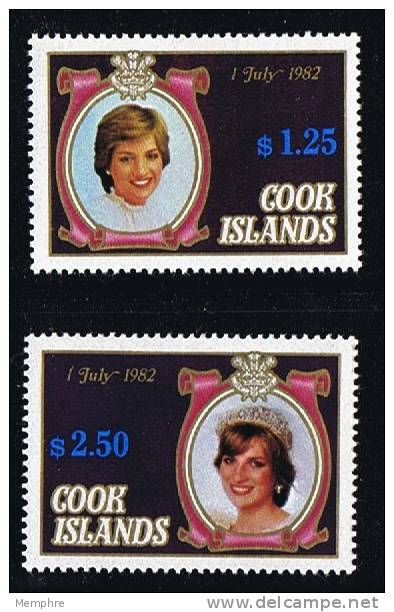 COOK ISLANDS 1982  Lady Diana Sc 677-8  ** MNH - Cook