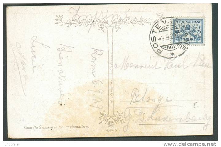 25 Cent. Obl. Dc POSTE VATICANE S/C.V. Du 6-9-1929 De ROME Vers Pétange (GD De Luxembourg).  Destination Rare - 6879 - Lettres & Documents