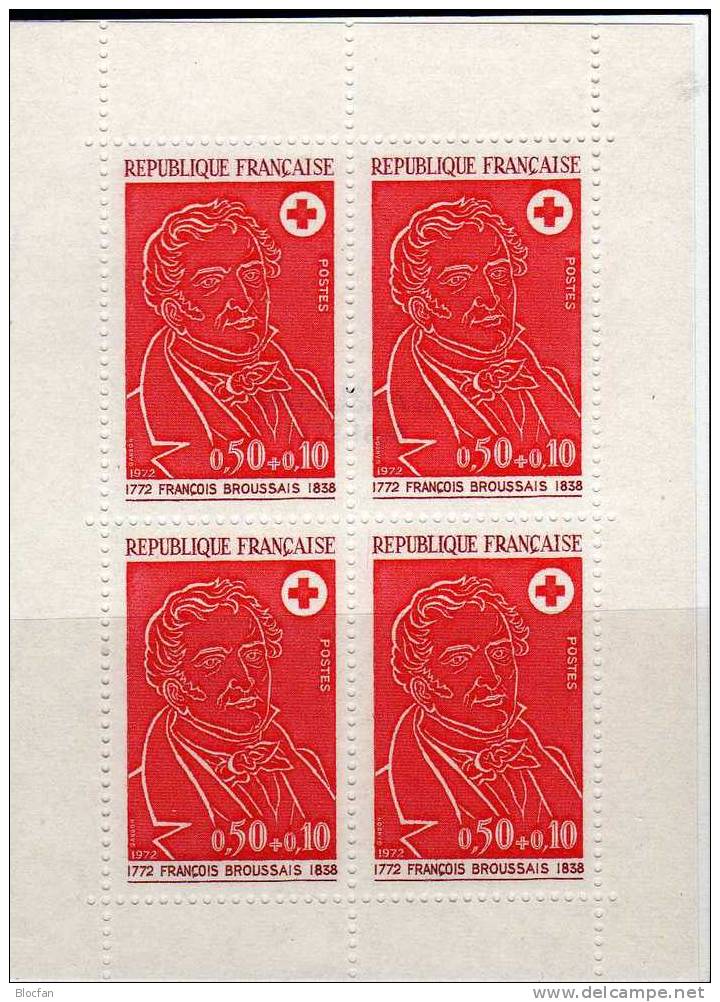 Zeichnungen Mediziner Frankreich 1815/6 Plus 4-Block ** 7€ Aus MH72 Rotes Kreuz Desgenettes Broussais Sheet Of France - Foglietti Commemorativi