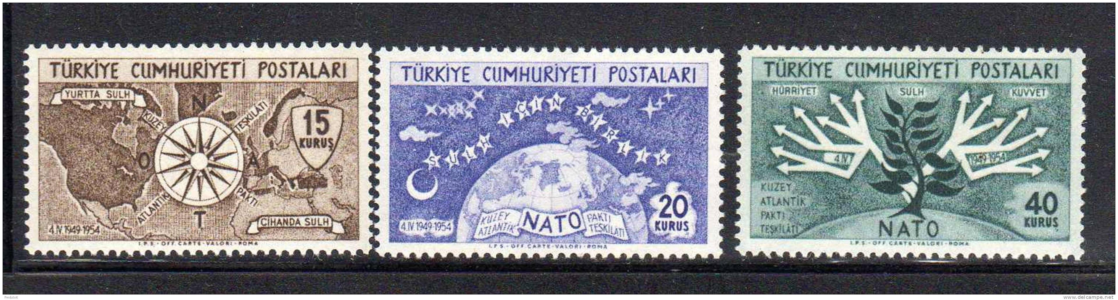 TURQUIE - N° 1212/4  ** (1954) - Unused Stamps