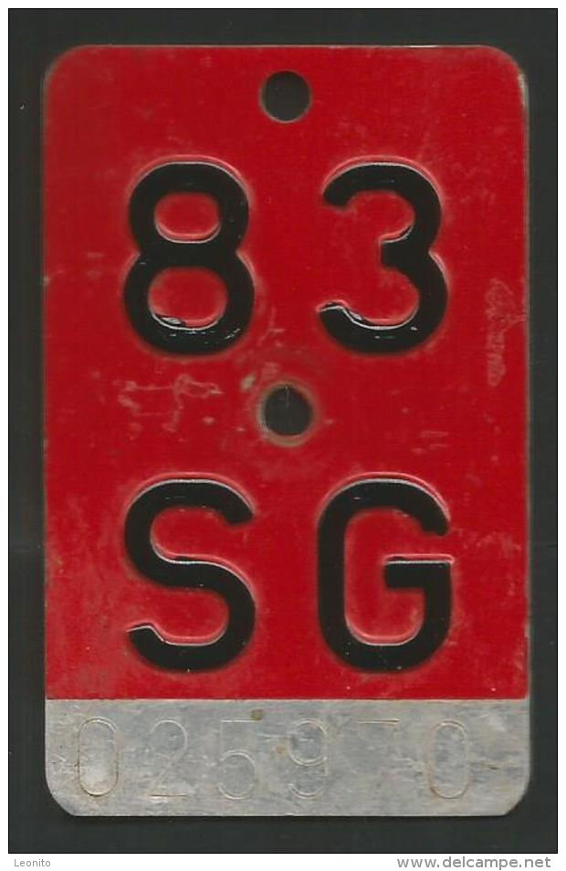 Velonummer St. Gallen SG 83 - Nummerplaten