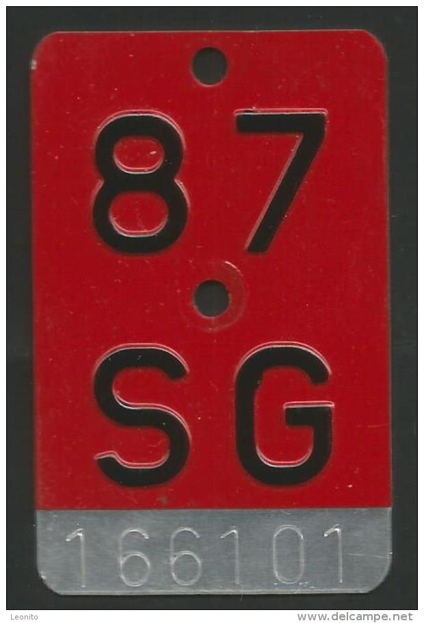 Velonummer St. Gallen SG 87 - Kennzeichen & Nummernschilder