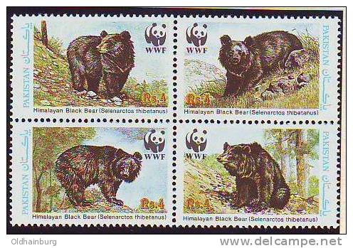 0212ay: WWF- Serie Aus Pakistan 1989: Der Kragenbär, 4- Teilige Serie ** - Ours