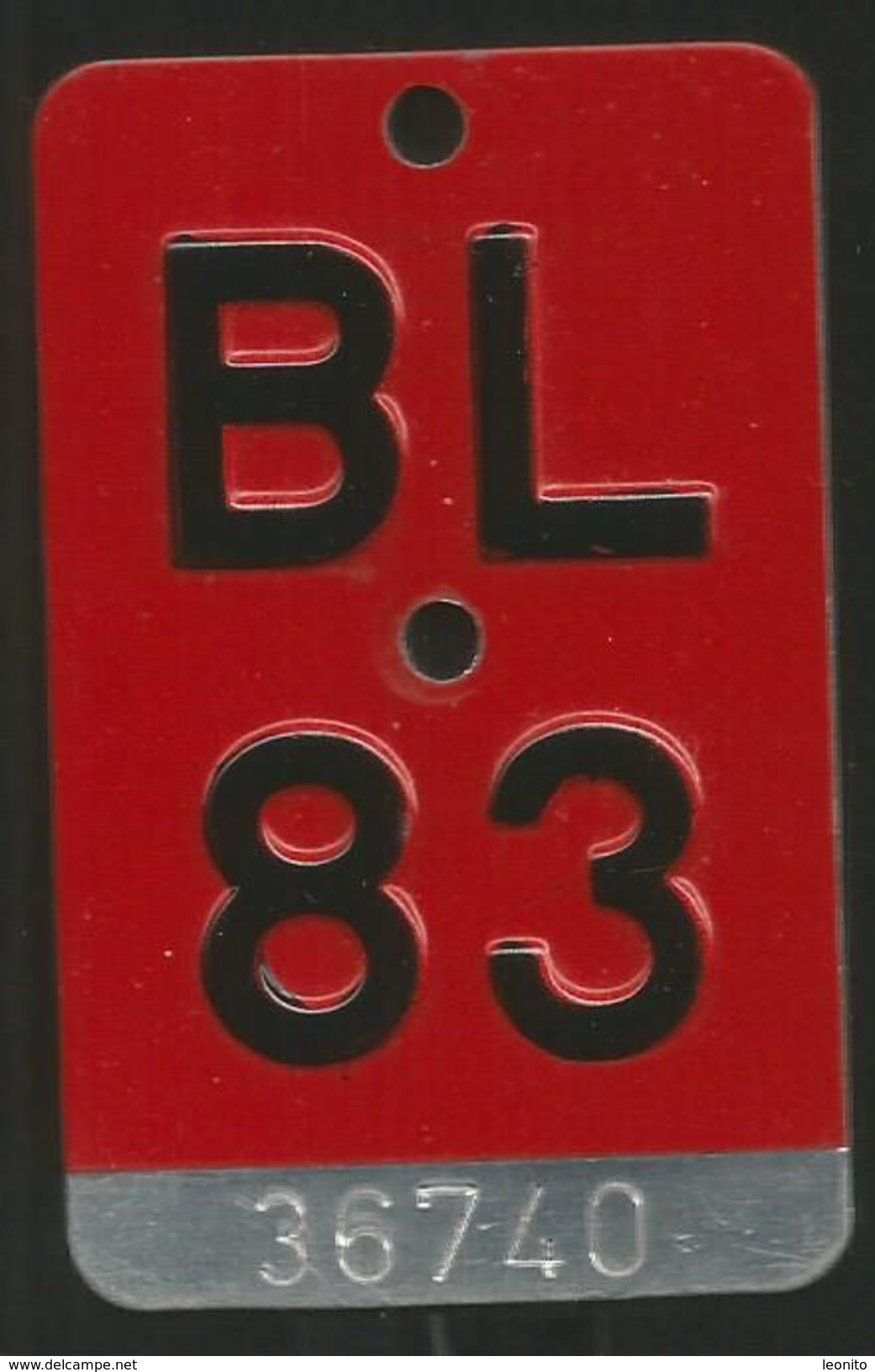 Velonummer Basel-Land BL 83 - Kennzeichen & Nummernschilder