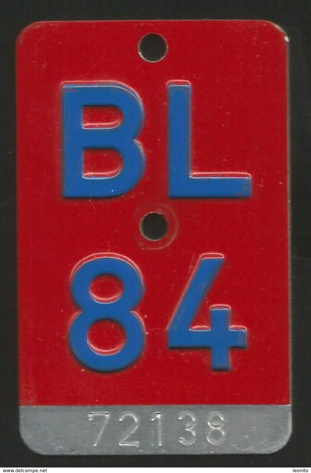 Velonummer Basel-Land BL 84 - Kennzeichen & Nummernschilder